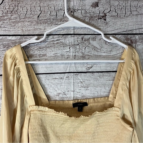 J. Crew Square Neckline Smocked Featherweight Satin Crop Top - Picture 3 of 13